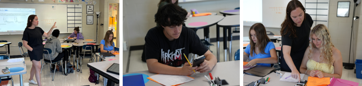 three photos from Ms. O'Toole's classroom math instruction